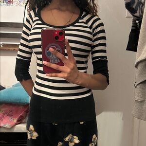 y2k striped half sleeve